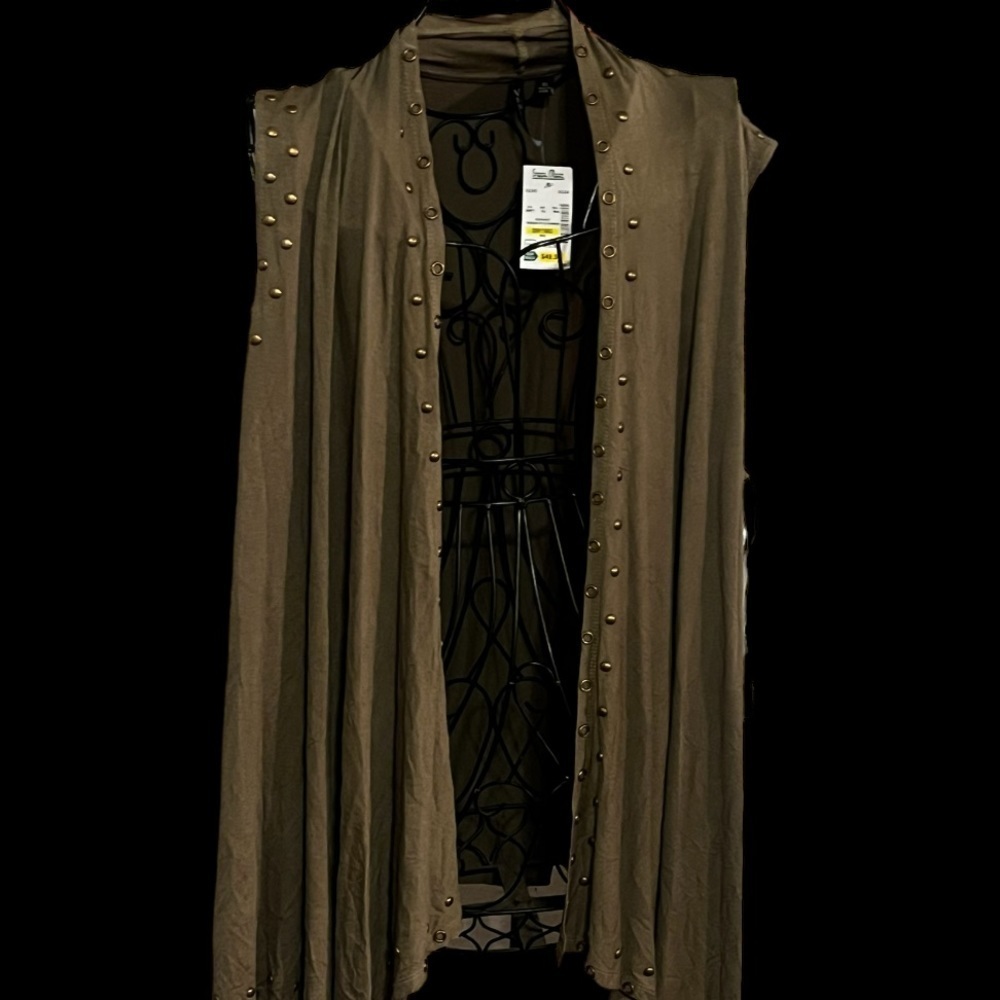 VENINI Open Front Duster Studded Kimmo Sz XL Women Green - Picture 3 of 9